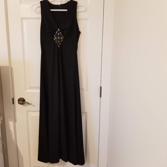 (6) Nu-Mode Vintage Gown Classic Black Maxi Evening Bridesmaid Formal Wear - Picture 1 of 7